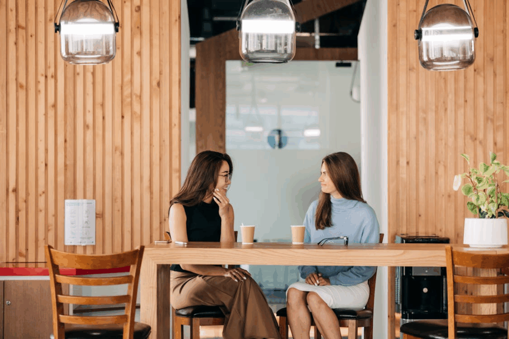 Introvert-friendly networking during a quiet one-on-one coffee chat